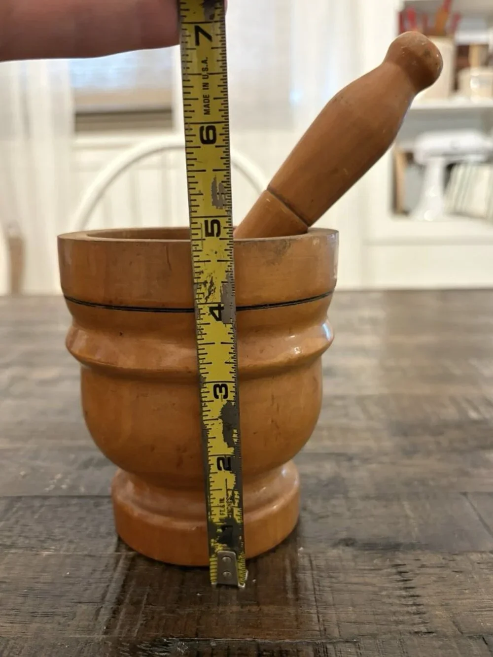 Vintage Italy Turned Wood Pestle & Mortar Set
